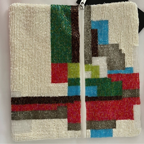 BCBG Maxazria Multicolour Beaded Clutch Purse Handbag, Ivory & Colors, NWT - Picture 12 of 16